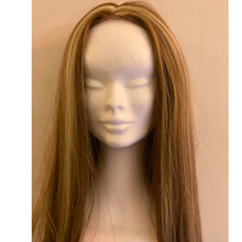 parrucca parrucca biondo cenere meches  60cm liscia s/frangia humain hair+synthetic 