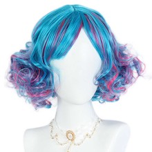 parrucca corta mossa azzurra rosa