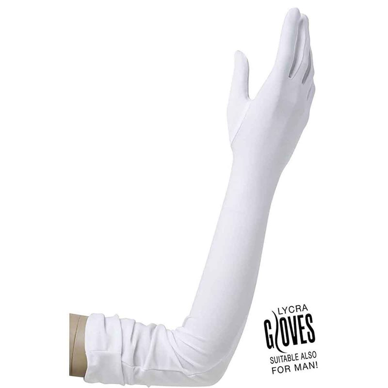 guanti raso bianchi elasticizzati 60 cm