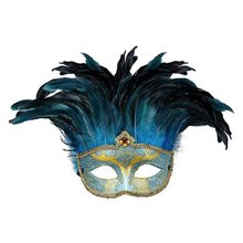 maschera barocca blu piume gemme