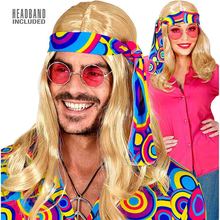 parrucca liscia bionda con fascia hippie