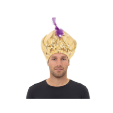 cappello arabo oro piuma viola