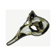 maschera veneziana naso lungo a rombi nero/ bianco