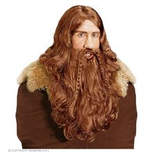 parrucca e barba vikingo castano rosso