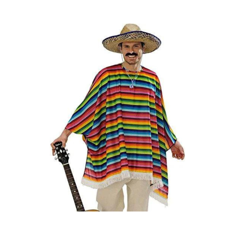 kit mexicano sombrero poncho