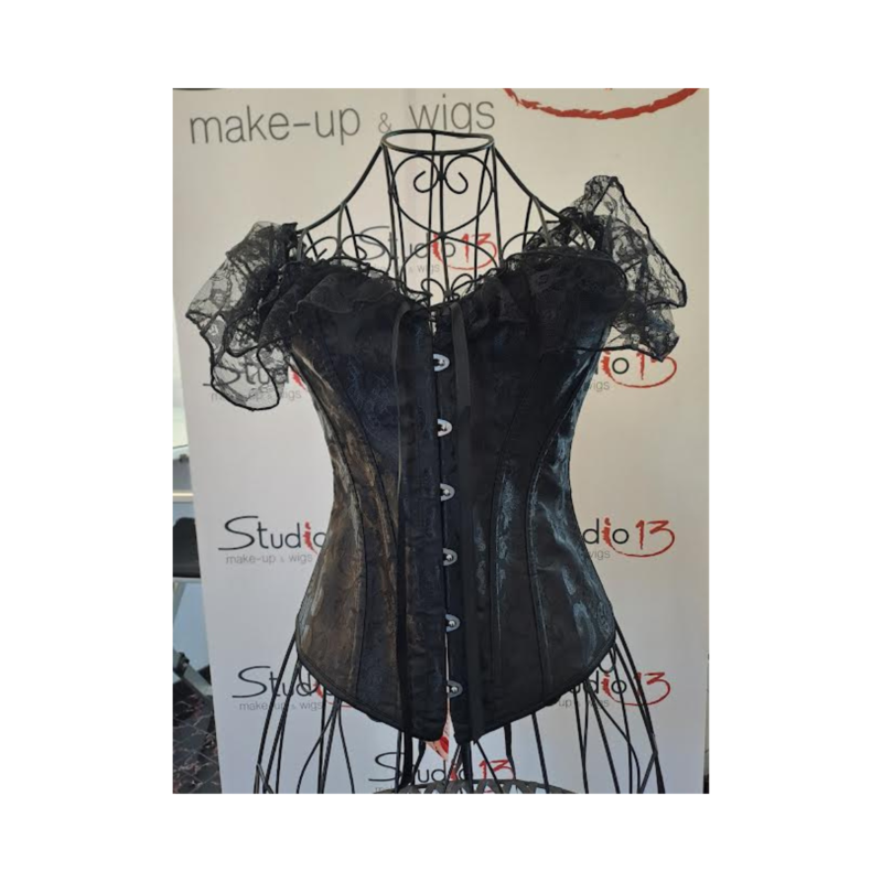 corsetto bustino nero mezza manica pizzo tg s