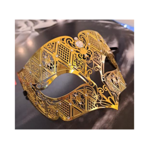 maschera metallo rombi oro stras