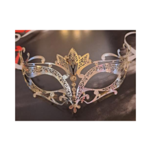 maschera metallo argento strass giglio venezia