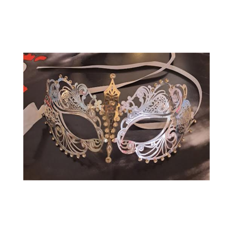 maschera metallo argento strass 2 venezia