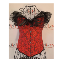 corsetto bustino rosso nero mezza manica pizzo m 