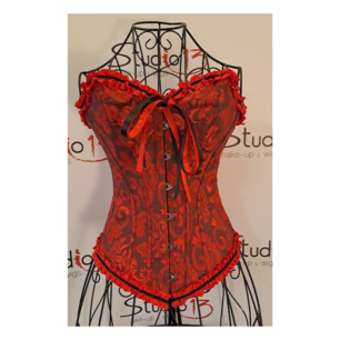 corsetto bustino rosso nero damascato s