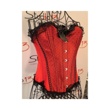 corsetto bustino rosso nero tulle pois neri  l