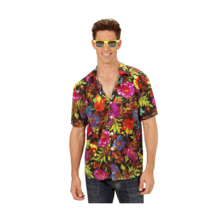 camicia hawaiana nera floreale m/l