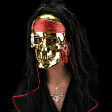 maschera pirata metallizzata oro teschio