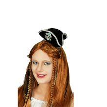 cappello pirata mini tricorno marrone piuma nera