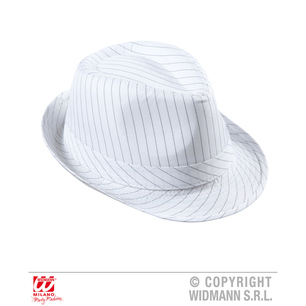 cappello fedora bianco gessato