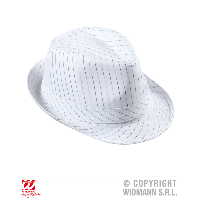 cappello fedora bianco gessato