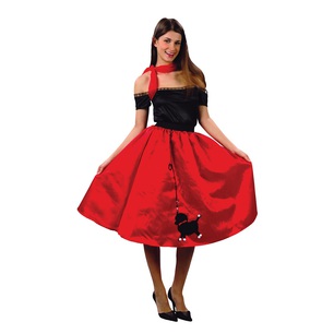 costume anni '50 rosso nero con cagnolino