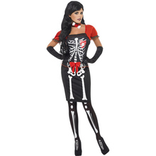 costume scheletra rosso nera