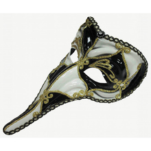 maschera veneziana naso lungo a rombi nero/ bianco