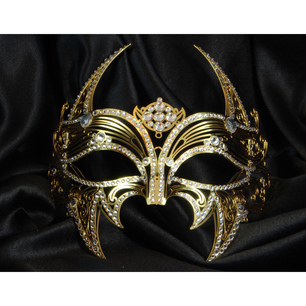 maschera metallo vampiretto oro con strass