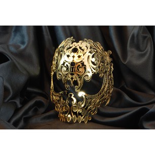 maschera metallo teschietto oro