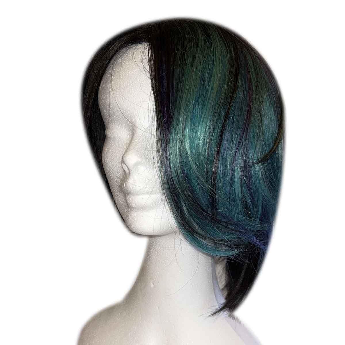 Parrucca bree lenght 11-12 col.turquoise human hair wig fashion