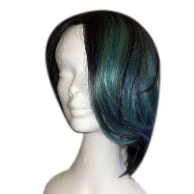 Parrucca bree lenght 11-12 col.turquoise human hair wig fashion