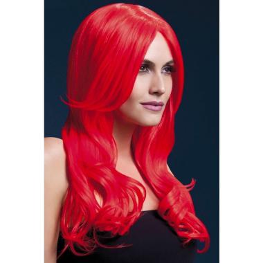 Parrucca khloe neon rossa resistente al calore 120°
