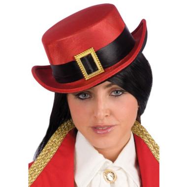 Cappello cilindro rosso feltro lurex fibbia