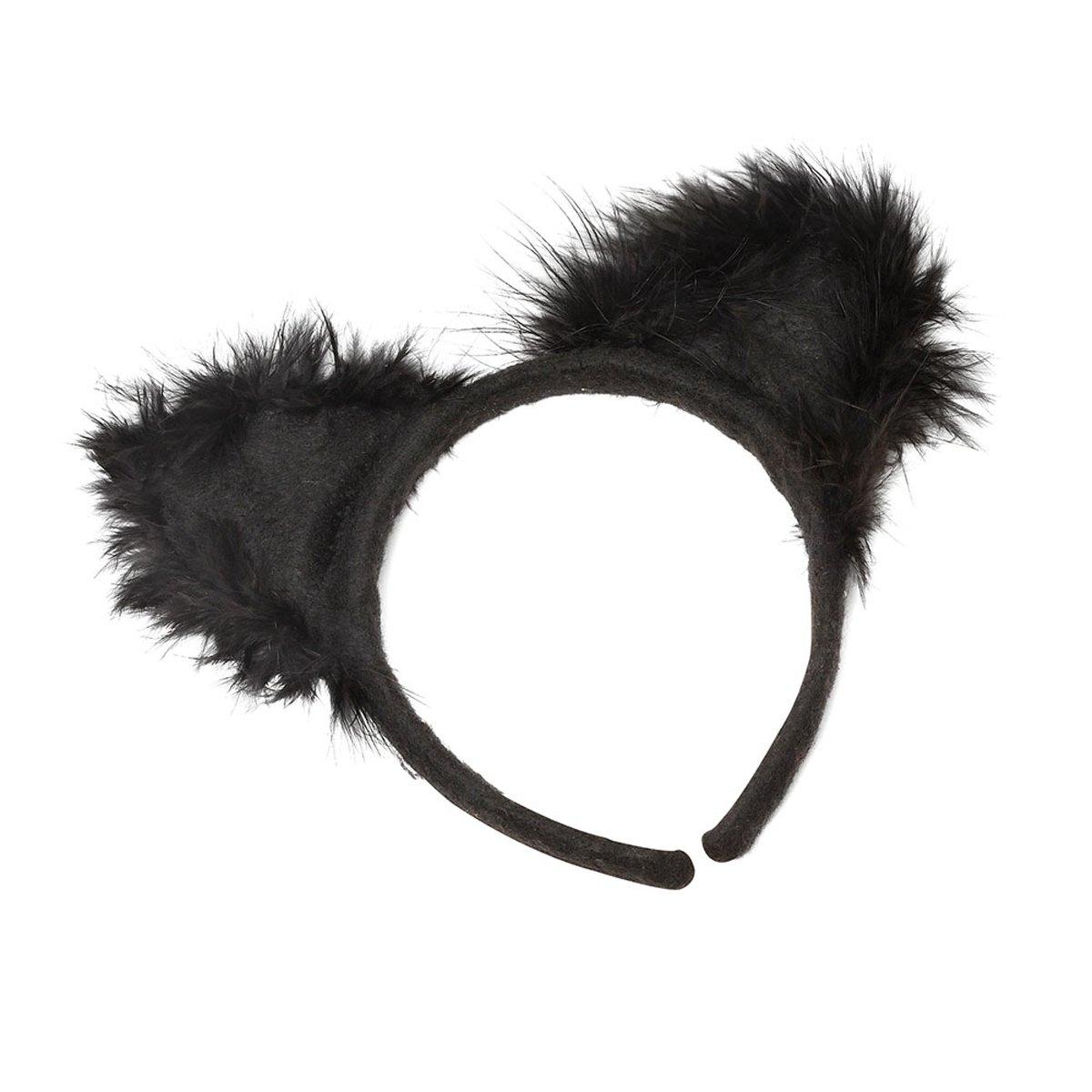 Cerchietto orecchie gatto marabou nero