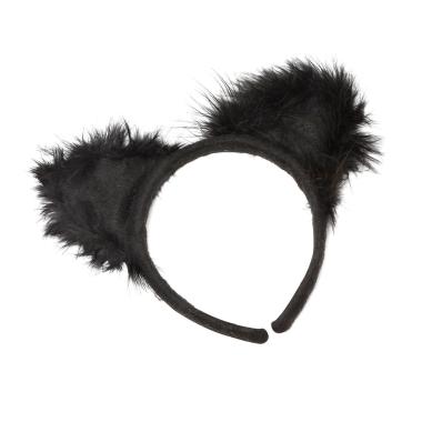 Cerchietto orecchie gatto marabou nero