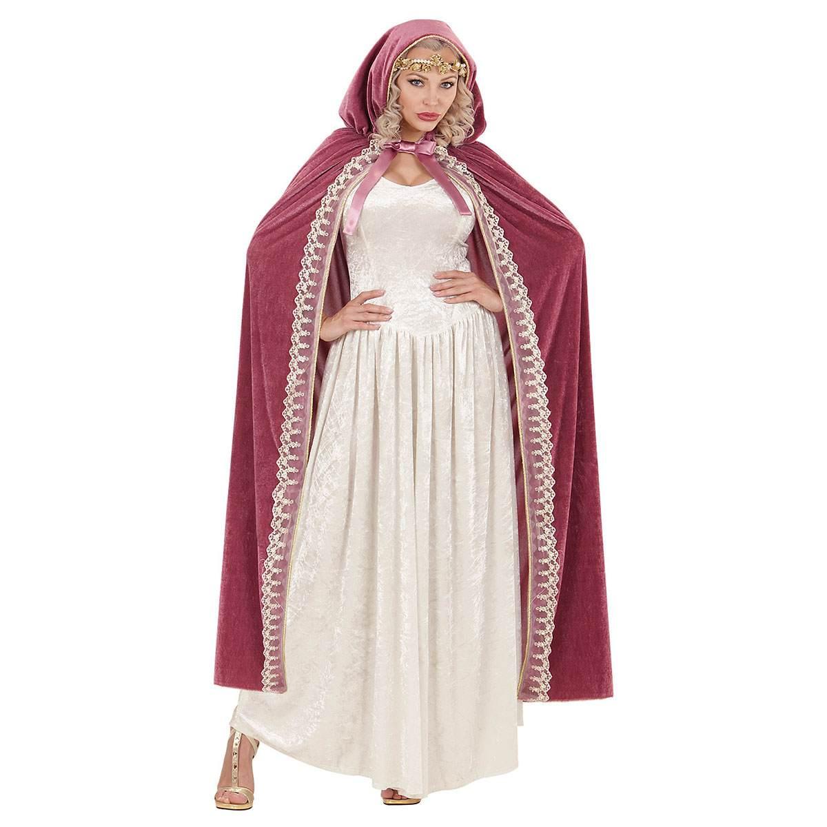 Mantello medioevale rosa  /  cappuccio