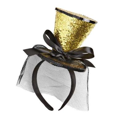 Cappello cilindro mini oro glitz velo