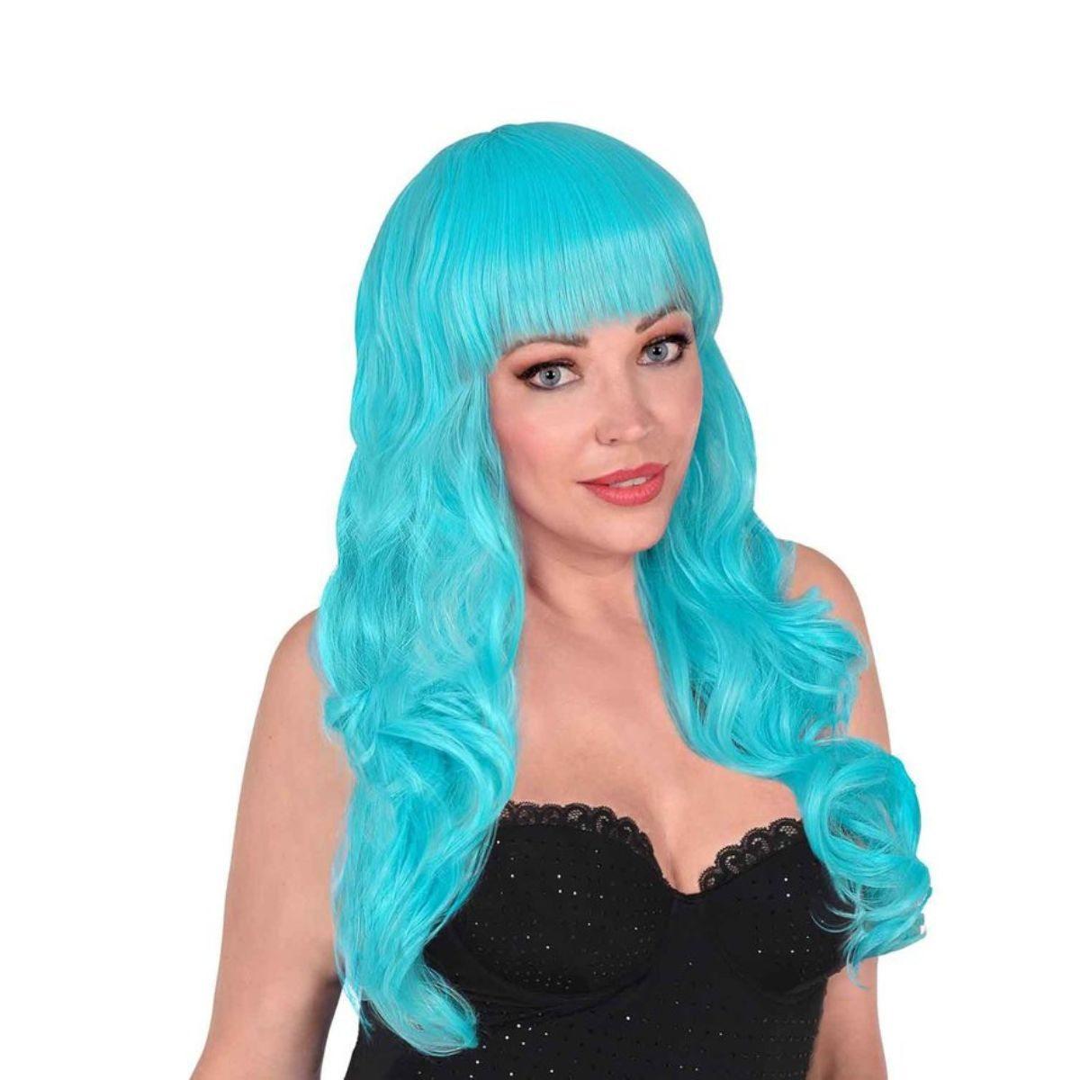 Parrucca azzurra mossa lunga