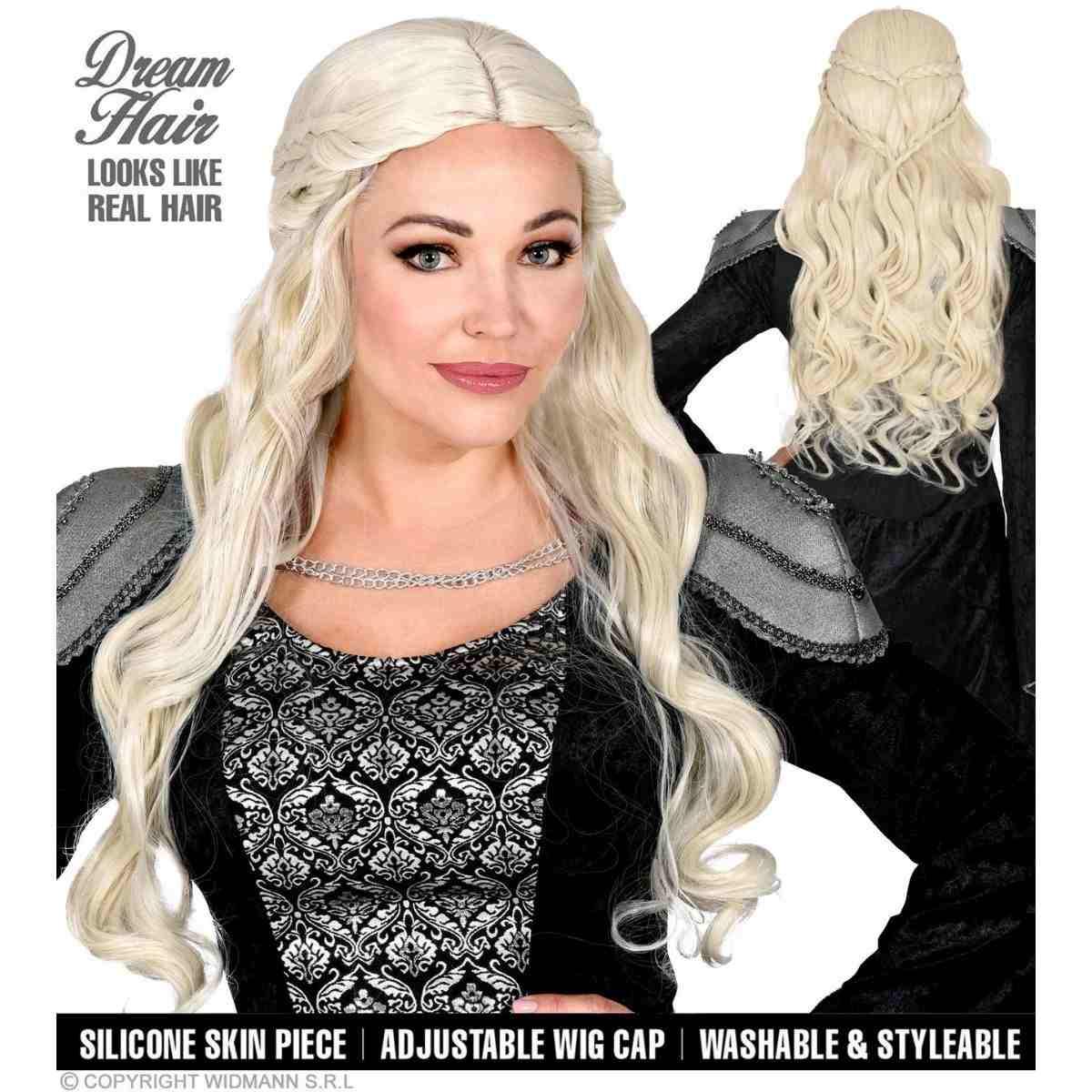 Parrucca bianca lunga mossa