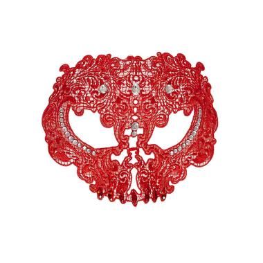 Maschera teschio rosso pizzo e gemme