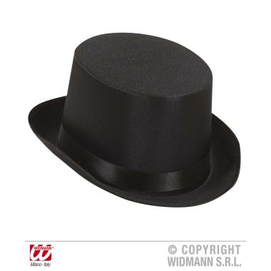 Cappello cilindro nero in raso