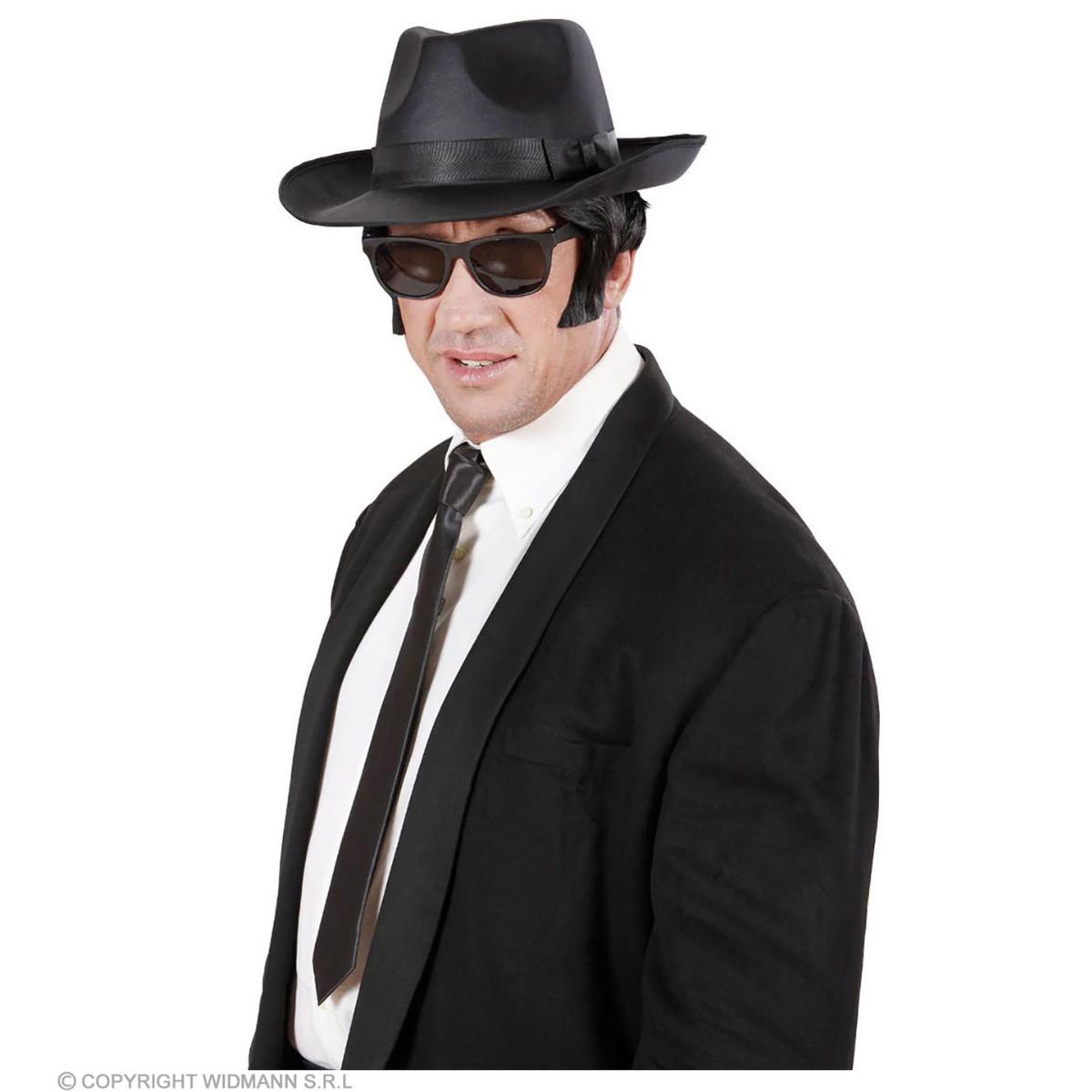 Cravatta blues nera in raso