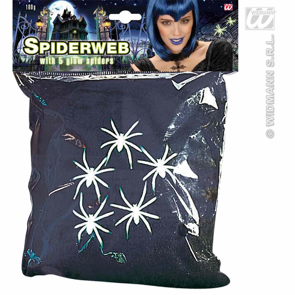 Ragnatela nera 100gr 5 ragni  ragni fosforescenti