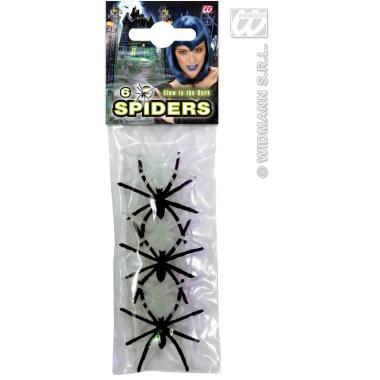 Ragni 6pz assortiti neri fosforescenti