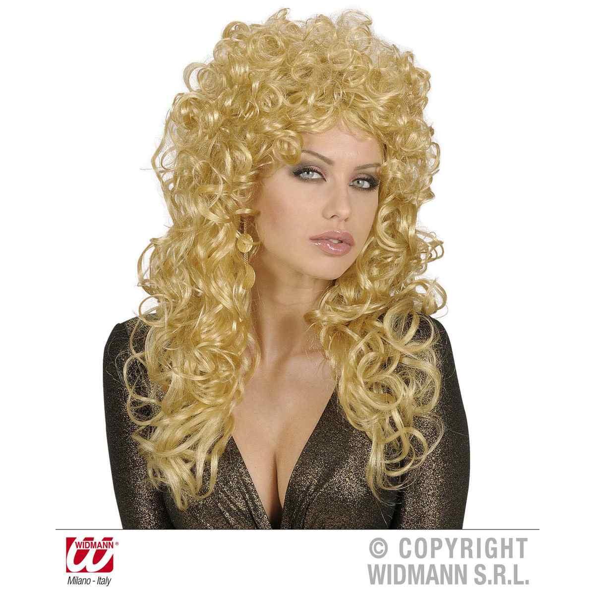 Parrucca ricciolona lunga bionda