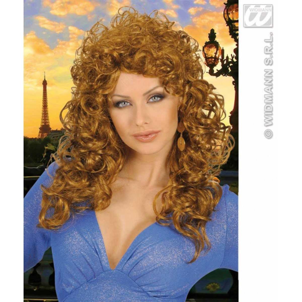 Parrucca ricciolona castana