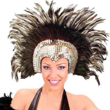 Copricapo moulin rouge argento piume