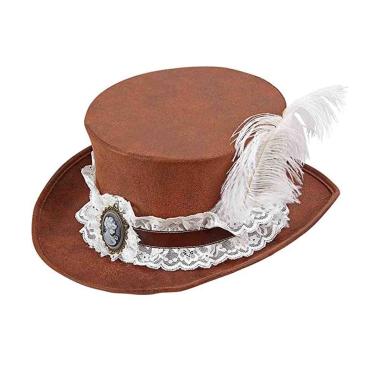 Cappello steampunk pizzo piuma bianca