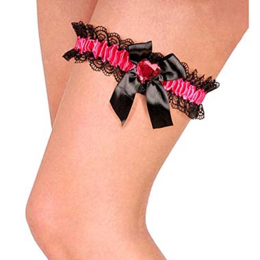 Giarettiera fucsia con fiocco gemma cuore fucsia