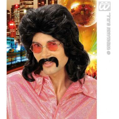 Parrucca benicio con baffi moro