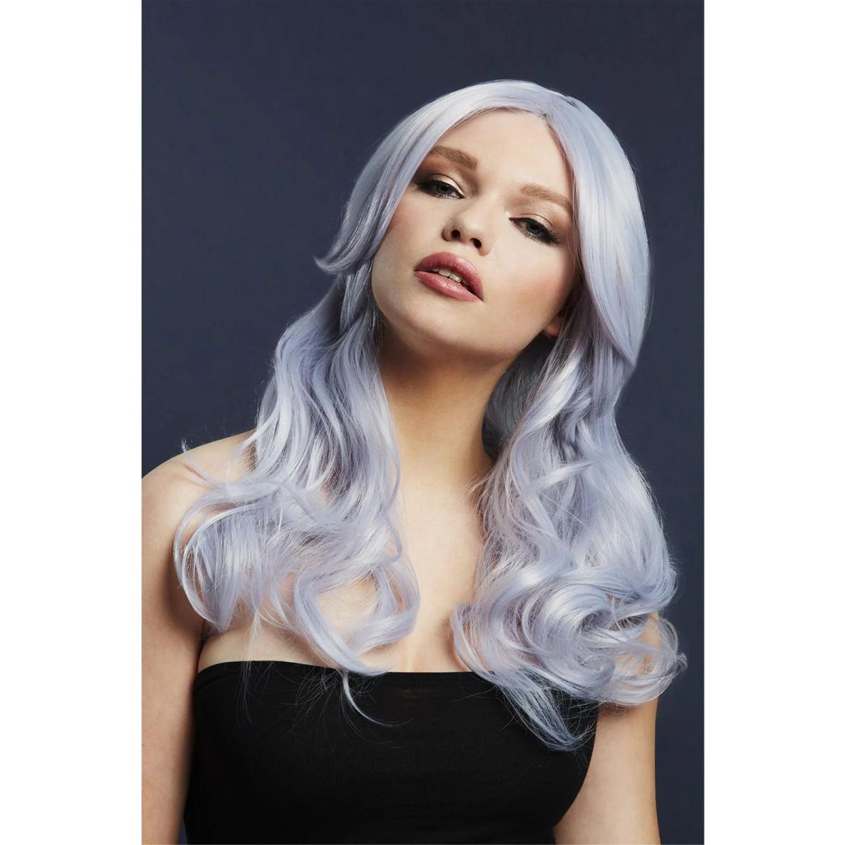 Parrucca argento lunga mossa nicole 66cm