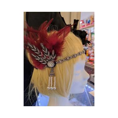 Fascia anni 20 piume bordeaux n9