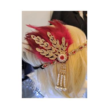 Fascia anni 20 piume rossascura n4